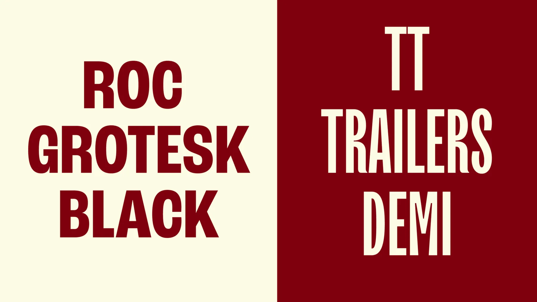 Marin Food typography study with Roc Grotesk and TT Trailers samples